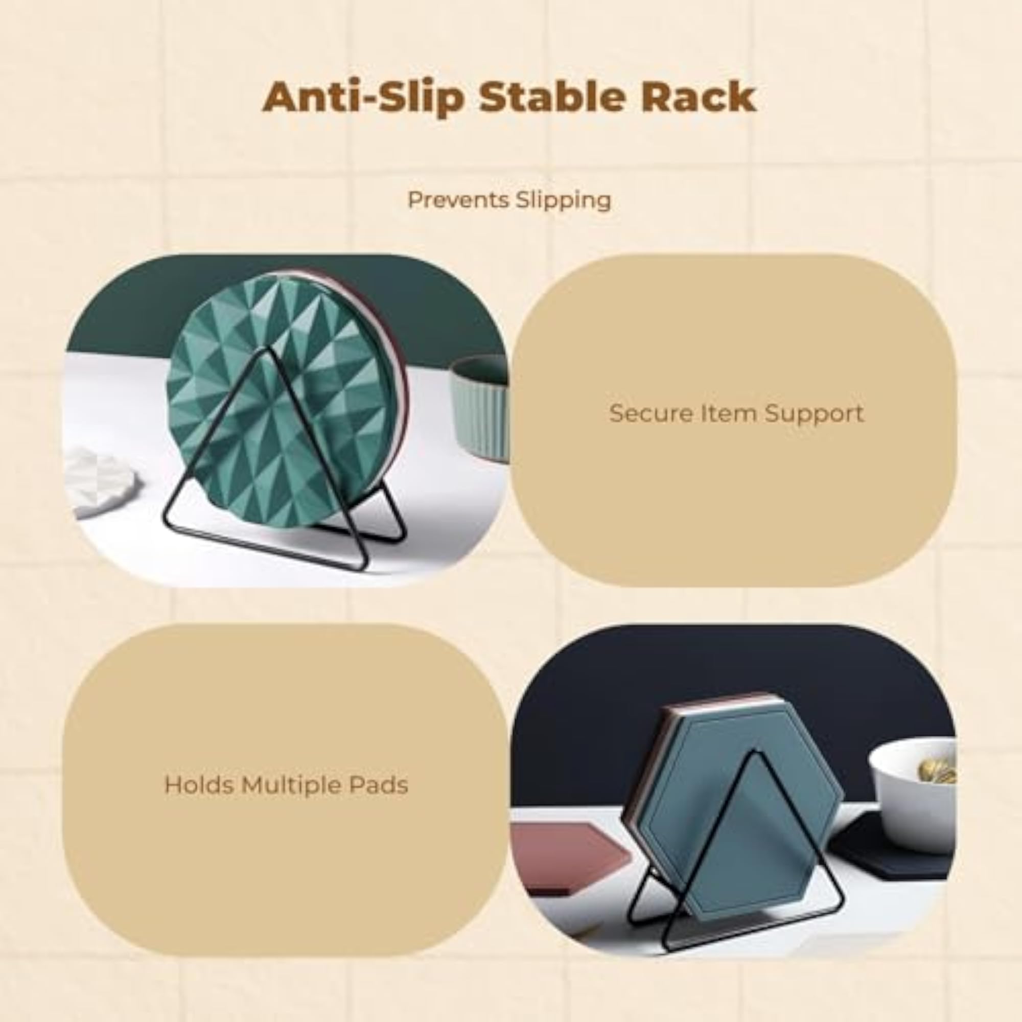 Heat Resistant Silicone Trivet Rack, Non-Slip Kitchen Organizer