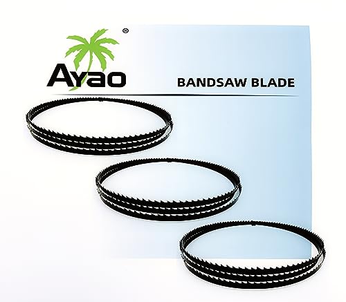 AYAO 93 1/2 inch Bandsaw Blades Assortment (1/8" 1/4" 3/8" Wide) for Delta/Rockwell, Jet, Rikon, Ridgid, Older Sears Craftsman Grizzly, Bridgewood,Woodtek 14" Band Saws, 3PK by AYAO - Used condition - US$19.96