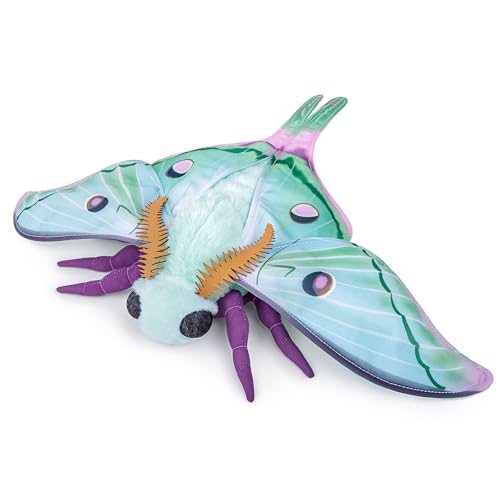 Image of Frankiezhou Home Luna Moth Plush Toy, Large Luna Moth Stuffed Animals 16in, Realistic Soft Big Moth Plushie Model Toy, Unique Plush Gift Collection for Kids, Medium, Green