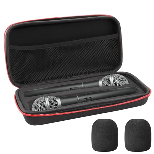Étui de microphone portable avec 2 mousses boîte rigide double micro et câbles