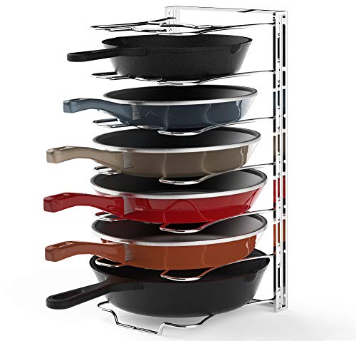 Simple Houseware 7 Adjustable Compartments Pot And Pan Organizer Rack Lid Holder, Chrome #TOP3
