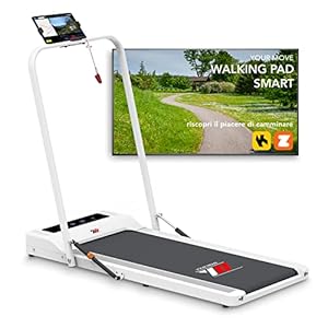 YM Elektrische loopband & Walking Pad (2-in-1), wit, ruimtebesparend, met houder en tablethouder, geïntegreerde bluetooth-luidspreker, bioscoop en ZWIFT, afstandsbediening met klok, 6 programma’s