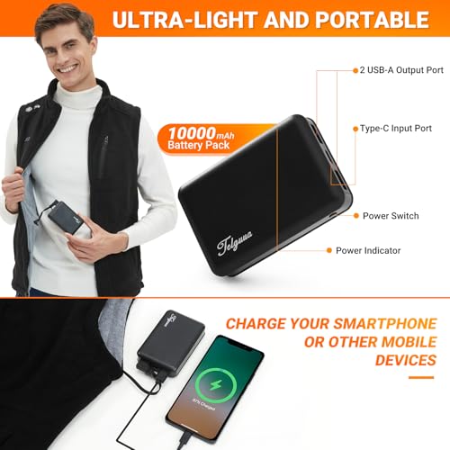 Telguua Fleece Heated Vests for Men, Men's Heated Vest with Battery Pack Included, Fleece Lightweight Warm Electric Vest for Men4