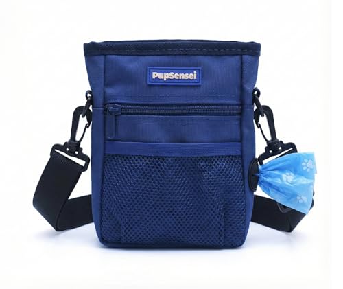 Dog Treat Pouch for Training – Magnetic Dog Treat Bag with Belt Clip & Poop Bag Dispenser – Hands Free Carry Pouch with Auto-Close Access & Shoulder Strap – Durable Pet Gear – Navy Blue - image 8
