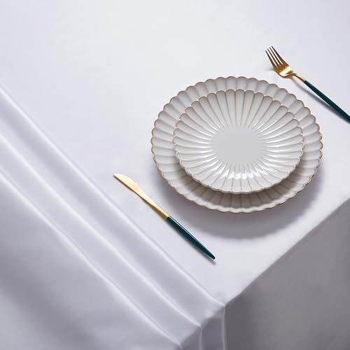 Counfeisly 1 Pack Satin Table Cover Rectangle Silkly Soft Table Cloth, Satin Dining Table Cloths for Wedding Banquet Table Decoration, Dining Room, Indoor and Outdoor Use, 60 x 120 Inches, White by Counfeisly - Image 3