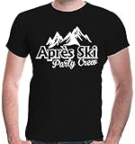 Grammatur: 160g/qm buXsbaum® Herren Unisex Kurzarm T-Shirt Apres Ski Party Crew  Funshirt Skifahren Skifahrer Piste  M Black-White Schwarz