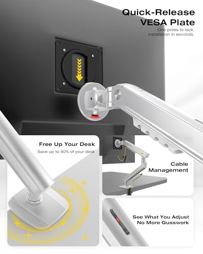 Image of NB Single Computer Monitor Mount, Monitor Stand fits up to 32 Inch, Mechanical Spring Monitor Arm, VESA 75 /100 mm, Model-A5 (Sliver)