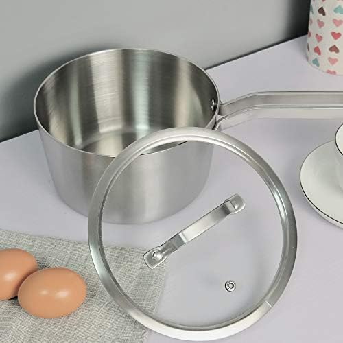 Fosly 2 Liter Milk Pan Pot, Small Milk Pan with Lid, Stainless Steel Saucepan, 18cm