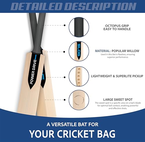 jaspo Store Jaspo Slog Power Drive Tennis Cricket Bat, 1.05 kg - Image 2