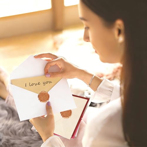 Yuwnd 30 Stück Vintage Briefpapier Set, inklusive 6 Umschläge, 6 Feuerfarben & 18 A5 Blätter, ideal für Liebesbrief und Einladungen, Selbstklebend Briefpapier mit Umschlag Design mit Wachssiegeln