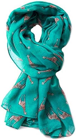 LilyRosa® Giraffe Print Scarf Latest Fashion Ladies Giraffes Animal Wrap Shawl Navy Blue Grey Turquoise Cream