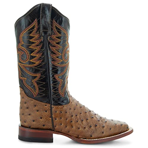 Soto Boots Women's Ostrich Print Cowgirl Boots M8002 (Tan,8.5)4