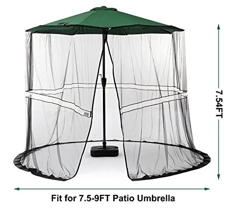 Doosarg 7.5-10Ft Umbrella Netting For Outdoor Umbrellas, Patio Umbrella Mosquito Netting With Led Strip Lights, Adjustable Rope, Fits 9Ft Outdoor Table Umbrellas (Black) #TOP3