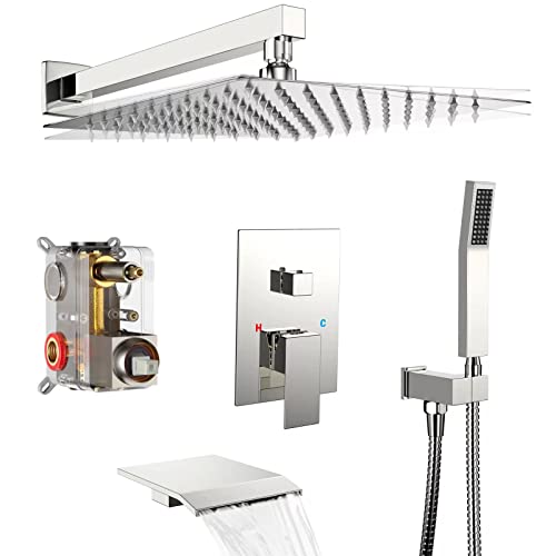 Rain Shower System 12 inch Shower Faucet Set with Tub