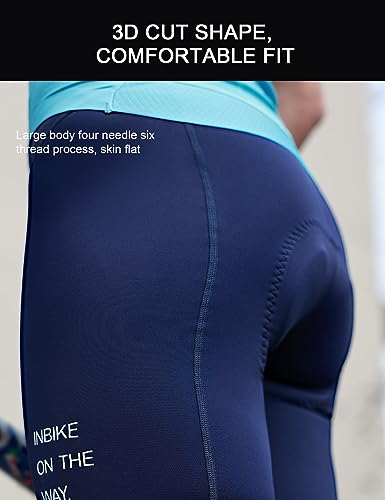 INBIKE Womens Cycling Bibs Shorts with 3D High Density Sponge Padded Long Breathable Cycling Bib Shorts Women Blue