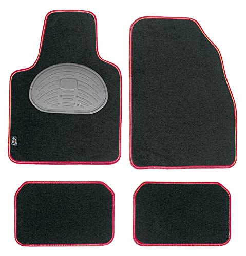 Pool Line 610204 JGO.ALFOMBRAS MOQUETA Select Negra TALONERA Goma Color Rojo