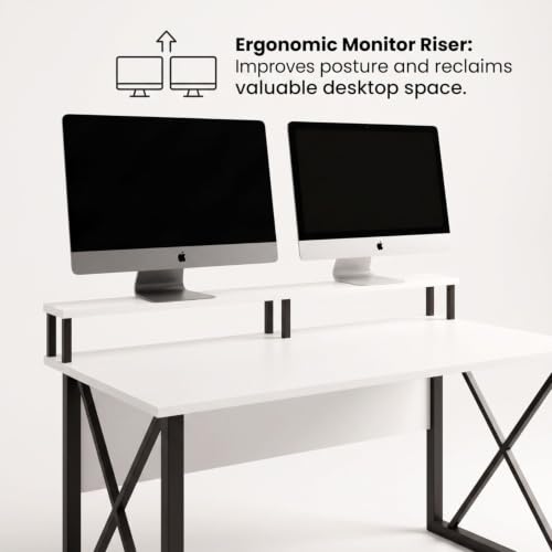 Image of FFO Modern Bedside Table with Drawer & Open Shelf, Wooden Top with Metal Frame, Compact Nightstand for Bedroom, End Table for Living Room