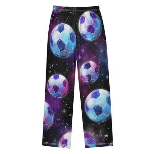 Galaxy Soccer Ball Boys Long Pants Soft Trousers Elastic Waist Kids Lounge Bottoms with Pockets S-XL2