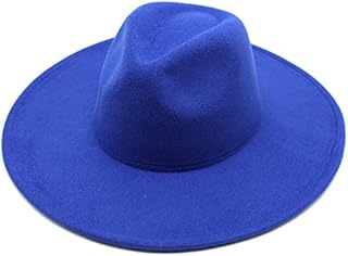 MYLPDZSW HHF Caps y Sombreos Hombres y Mujeres Parejas Aleros Planos Aleros Grandes Sombrero Otoño e Invierno Lana Sombrero de Copa Jazz Caballero Sombrero (Color : Azul)