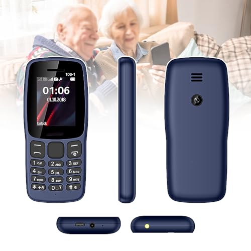 Basic Mobile Phones for The Elderly and Kids, Unlocked Dumb Phones, Cell Phones Without Internet - with Big Buttons, MP3, MP4, Camera, Flashlight, SOS,Blue