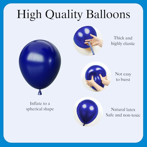 Image of Blue Balloons Set, 65pcs 12 inch Metallic Blue Balloons Navy Blue Blue Confetti Macaron Baby Blue Latex Balloons for Birthday Baby Shower Graduations Party Decorations