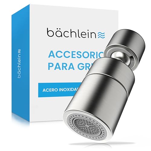 Bächlein Accesorio universal para grifo de acero inoxidable cepillado con dos tipos de chorro, aireador giratorio para grifos de cocina