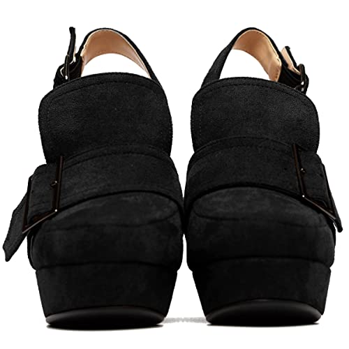 Image of SHODENSE Women Vintage Platform Chunky High Heels Pumps Shoes Round Closed Toe Platform Loafers Ankle Strap Block Heel Slingback Summer Sandals Backless Buckle Loafer Ladies Chic Sexy Party 4-11 M US