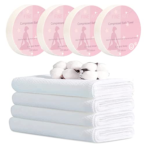 Toplive Compressed Towel,4 Pcs Portable Travel Towel Tablets Disposable Bath Towels 27 X 39 Inch For Hiking,Camping,Outdoor Sports,Travel #TOP14
