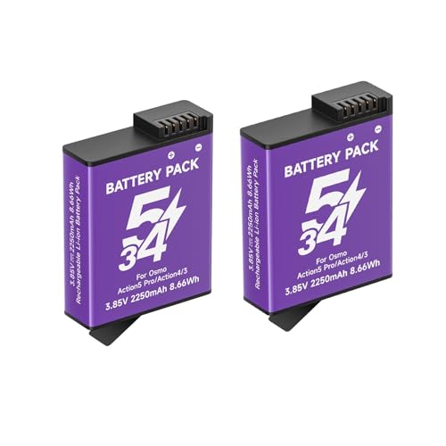 Image of 2 Pack 2250mAh Extreme Battery for DJI OSMO Action 6 /Action 5 Pro /Action 4 / Action 3 / OSMO 360 Action Battery Accessory