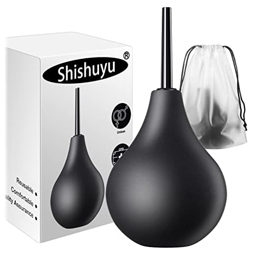 7 oz Enema Bulb Kit with Storage Bag- Anal or Vaginal Silicone Douche for Men or Women - Comfortable Cleaner（Black）