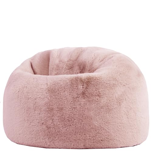 icon Kingston Faux Fur Fluffy Kids Bean Bag Rose Pink Fluffy Kids Bean Bag Chair with Filling Included for Girls and Boys Childrens Chair Beanbags for Children Playroom Décor Bedroom Accessories