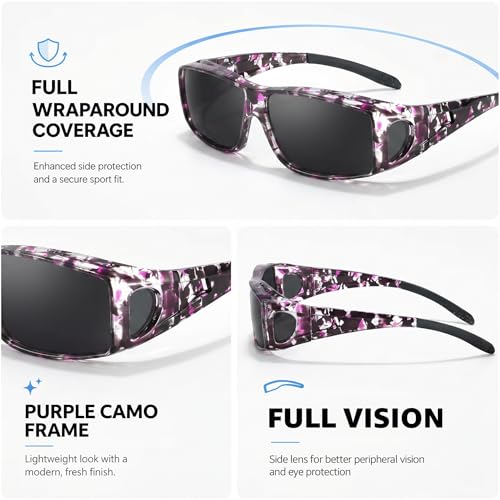 Image of VIEWBETTER Polarized Fit Over Glasses Sunglasses for Men Wrap Around Shades UV Protection Wear Over Eyeglasses SG0312