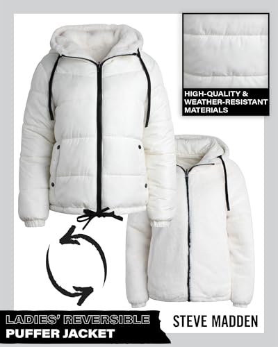 Steve Madden Women's Winter Jacket - Heavyweight Reversible Quilted Puffer Parka Coat Faux Fur Lined Jacket for Women (S-XL)3