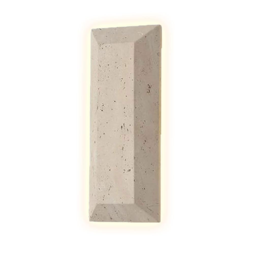 Applique rettangolare da 9,8 pollici in travertino giallo, con sorgente luminosa a LED, lampada da parete in pietra naturale, stile industriale, ideale per soggiorno, ristorante e camera da le