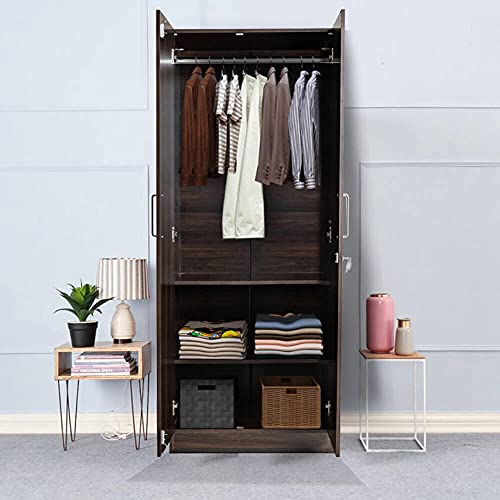 Image of Wakefit Wardrobe | 1 Year Warranty | Engineered Wood Almirah, Cupboard for Clothes Storage | 2 Door, 1 Hanging Space | Taffeta - Dark Brown