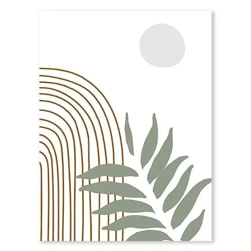Sage Green Bohemian Wall Art Nordic Abstract Plant Leaves Canvas Prints for Modern Home Decor Wall Art Prints Ideal(30x40cm(12x16in)/No frame)