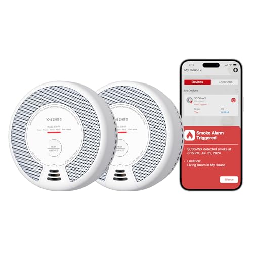 X-Sense Wi-Fi Smoke and Carbon Monoxide Alarm with Replaceable Battery, Smart Combination Detector Compatible with X-Sense Home Security App, SC06-WX,