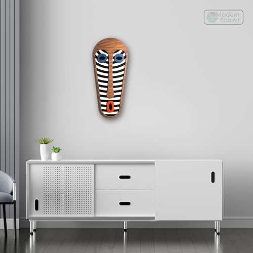 Image of MODERN BOIS ART African Mask Wall Sculpture, Wood Wall Hanging, 3D Wall Art, Large Wooden Wall Art, Living Room Art, Office Decor, Pop Art, Mothers Day House Warming Gift 2