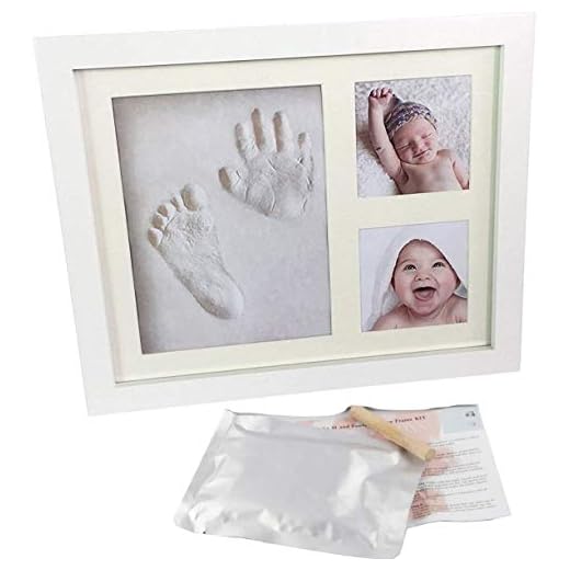 Kit de marco de huellas de mano y pie de bebé, decoraciones de pared o mesa con recuerdos memorables