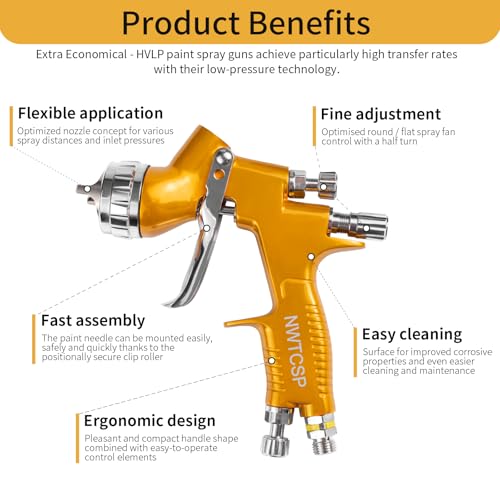 Image of Professional Paint Spray Guns Automotive hvlp Spray Gun car Paint Gun Gravity 1.3mm Tip for All Auto Paint Topcoat and Touch-Up 600CC Plastic Cup, sp001