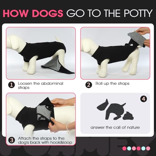 Image of FUAMEY Dog Recovery Suit Male,Dogs Surgery Neuter Suits Puppy Spay Shirts for Female Protect Dog's Skin Anti Licking Abdominal Wounds Doggie Onesie Pet Bodysuit Alternative to Cone Black XS
