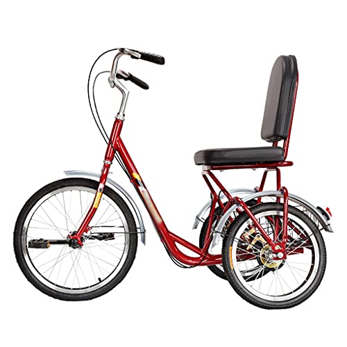 三輪自転車 大人用三輪車アウトドアスポーツ三輪クルーザーバイク高炭素鋼フレーム3輪バイクシート背もたれバスケット付き高齢者女性男性サイクリングペダリング用