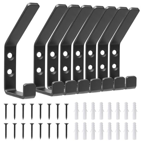 Molirex 8 stycken akustiska paneler, krokar för skruvning, garderobskrokar, väggpaneler, klädkrokar, vägg, akustiska paneler, tillbehör, krokar för akustiska paneler för garderob, jackor, hatt, svart