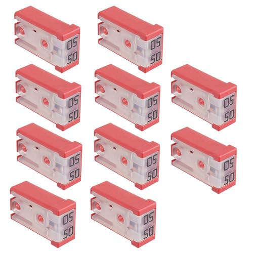 JAMHER 50A 32V Mini Slotted Automotive MCASE Shaped Cartridge Fuse Kit(Pack of 10pcs,50A)
