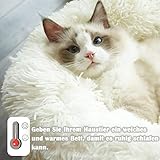 Hundebett Katzenbett Flauschig Rund aus Plüsch - Donut Kuscheliges Hundekissen Hundekorb Waschbar S/M/L/XL/XXL für Kleine, Mittelgroße und Große Hunde, Katzen und Andere Haustiere (S-40cm, Weiß)
