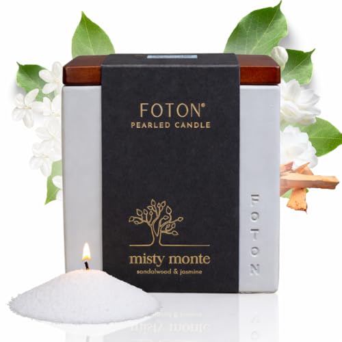 Foton Jar Candles 16Oz Square Pearled Candle Sand Wax Misty Monte Scented
