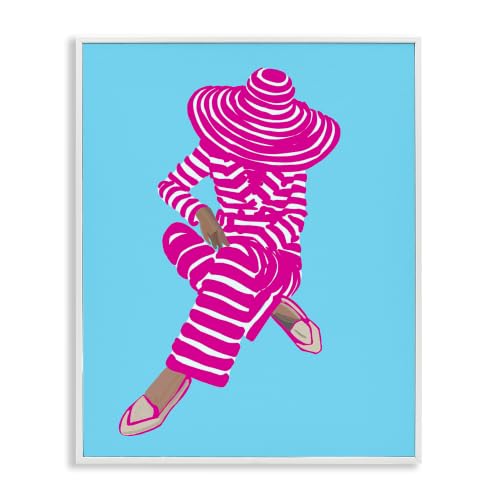 Pop Style Fashion Woman Sitting, 16 x 20 Inch Framed Giclée Print