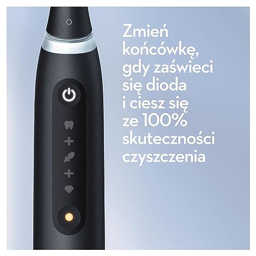 Oral-B iO 5 Podwójne opakowanie, Czarna i biała szczoteczka elektryczna, 4 końcówki do szczoteczek elektrycznych, 1 etui podróżne, Stworzona w technologii Braun