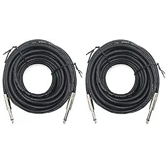 2 Pack 1/4" TS to TS Speaker Cable 50 Feet 12AWG 2 Conductor Heavy Duty