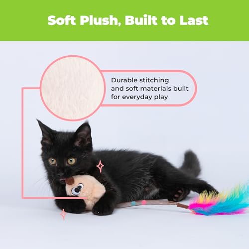 Image of Catify by Best Pet Supplies Interactive Cat Toys - Plush, Motion-Activated & Squeaking Toys with Premium North American Catnip for Indoor Cats & Kittens - Squeaking Mice Set, Beige & Gray
